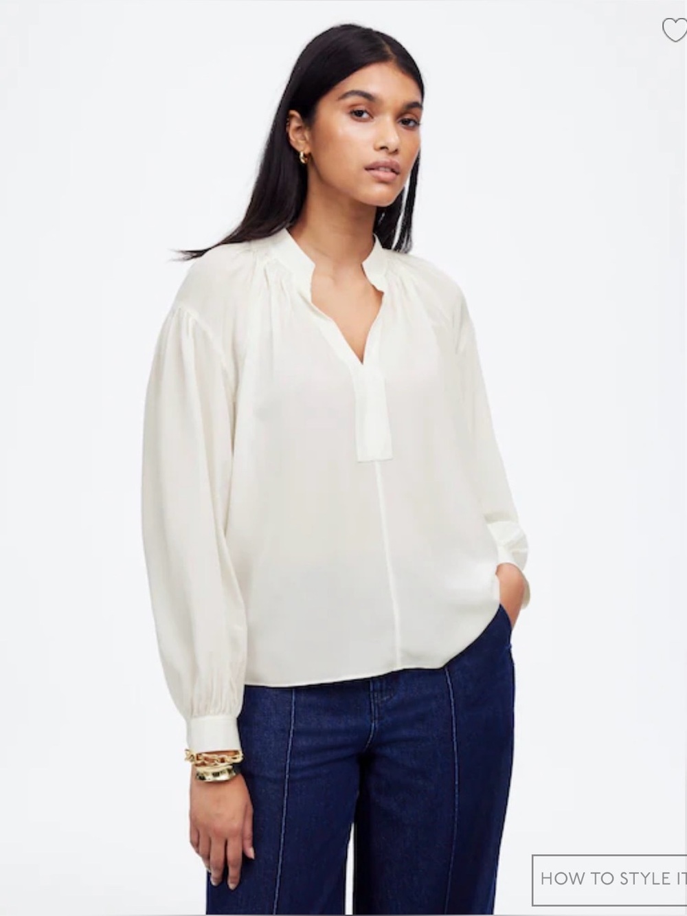 Madewell Shirred Silk Blouse, XS